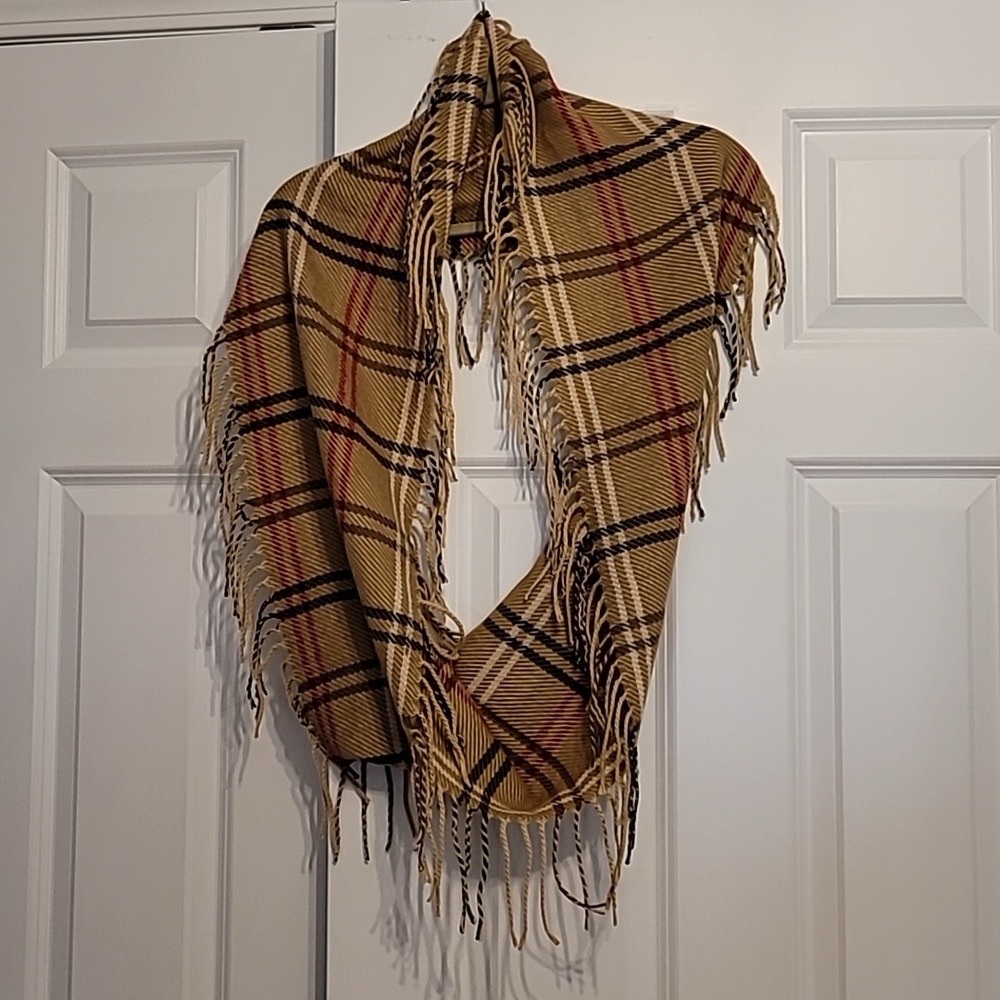 Plaid Fringe Infinity Scarf